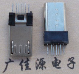 Micro USB 5P公頭|外露9mm帶地腳|不銹鋼電鍍夾板式|智能機(jī)USB接口