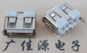 供應(yīng)USB180度短體兩邊魚叉腳有卷邊|白膠芯帶刺破10.0直插|翻邊母座鐵殼
