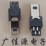 Mini USB8P公頭 焊線式插頭 體長16.5MM