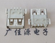 USB接口 AF方形大貼板SMT 帶柱1.2mm無(wú)卷邊LCP本色