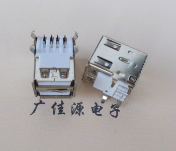USB AF雙層90度彎腳|單彈片有卷邊加后蓋|普通款式鐵殼鍍鎳端子