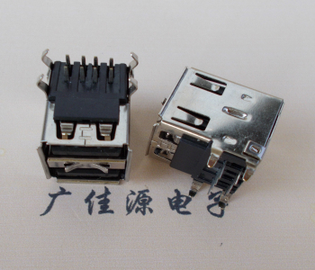 USB A母雙層90度彎腳|雙彈片有卷邊黑膠芯|加后蓋長(zhǎng)17.8MM|特殊款式鐵殼