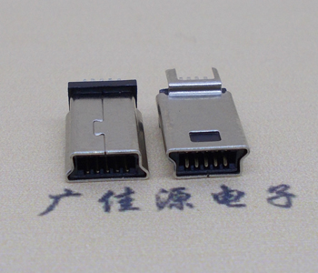 迷你Mini USB 飛利浦10P夾板公頭,短體帶尖角外露8.9MM 