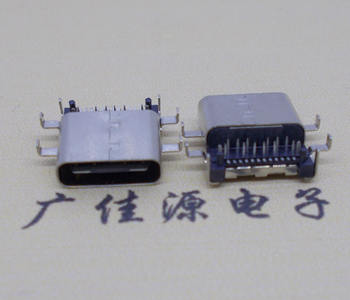 USB 3.1 type-c母座24P沉板帶柱,六腳全插板