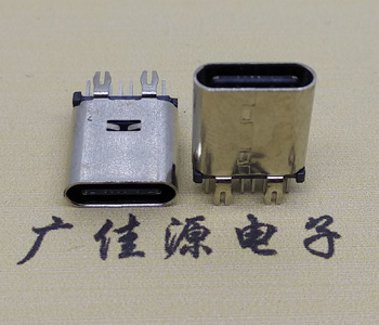 USB TYPE C直立式14P母座,四魚叉腳插板/端子DIP