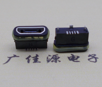 防水立式micro usb連接器,殼三腳插5p端子smt貼板尺寸