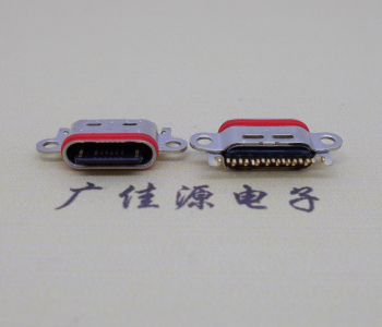 沉板防水usb type c16p接口,帶兩孔位鎖板手機尾插