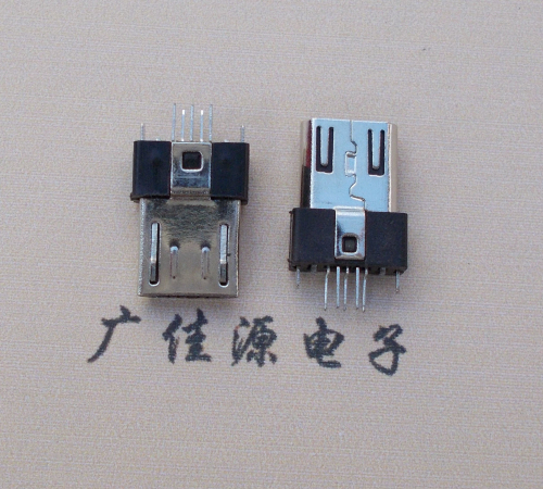 Micro USB插頭夾板1.0mm厚板帶接地線外露加彈片