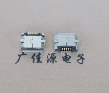 Micro USB接口魚叉貼片有卷邊有柱度霧錫