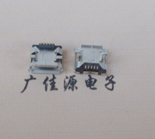 Micro USB墊高0.9MM前貼后插無柱有卷邊