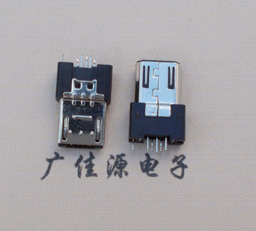 Micro USB插頭單邊地腳帶彈片外露6.8mm
