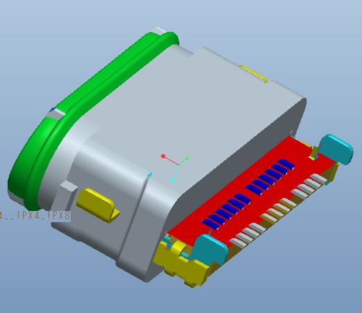 沉板防水type c母座3D圖 沉板防水type c母座3D圖
